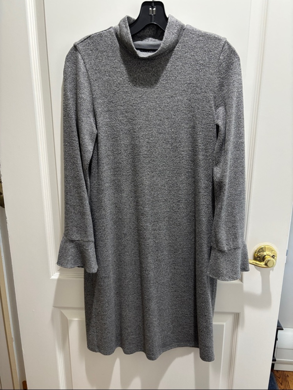 White House Black Market Gray Long-Sleeve Turtleneck Dress